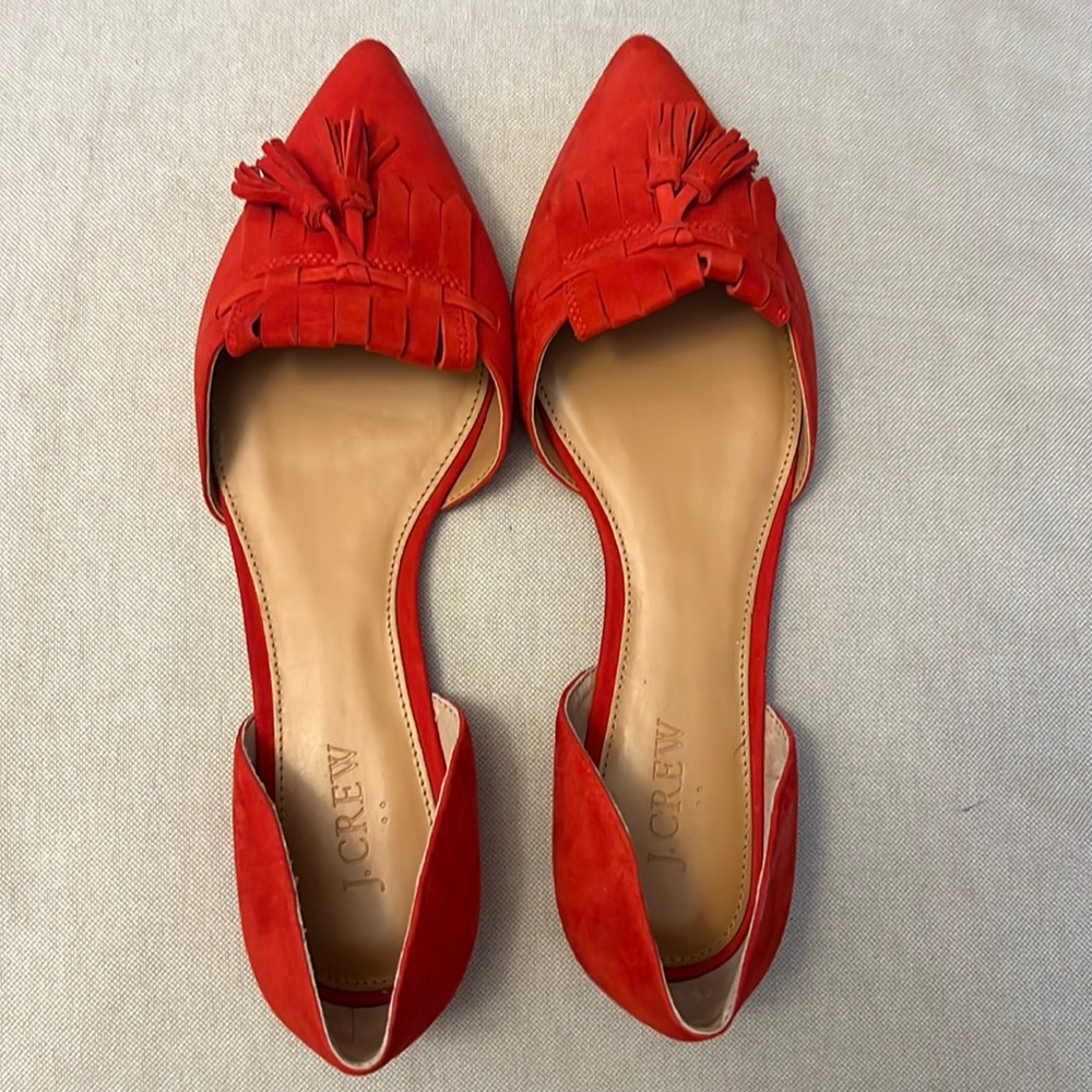 BNWOT J Crew D’ Orsay Flats.  7.5- Red.  No Box.  Price firm.